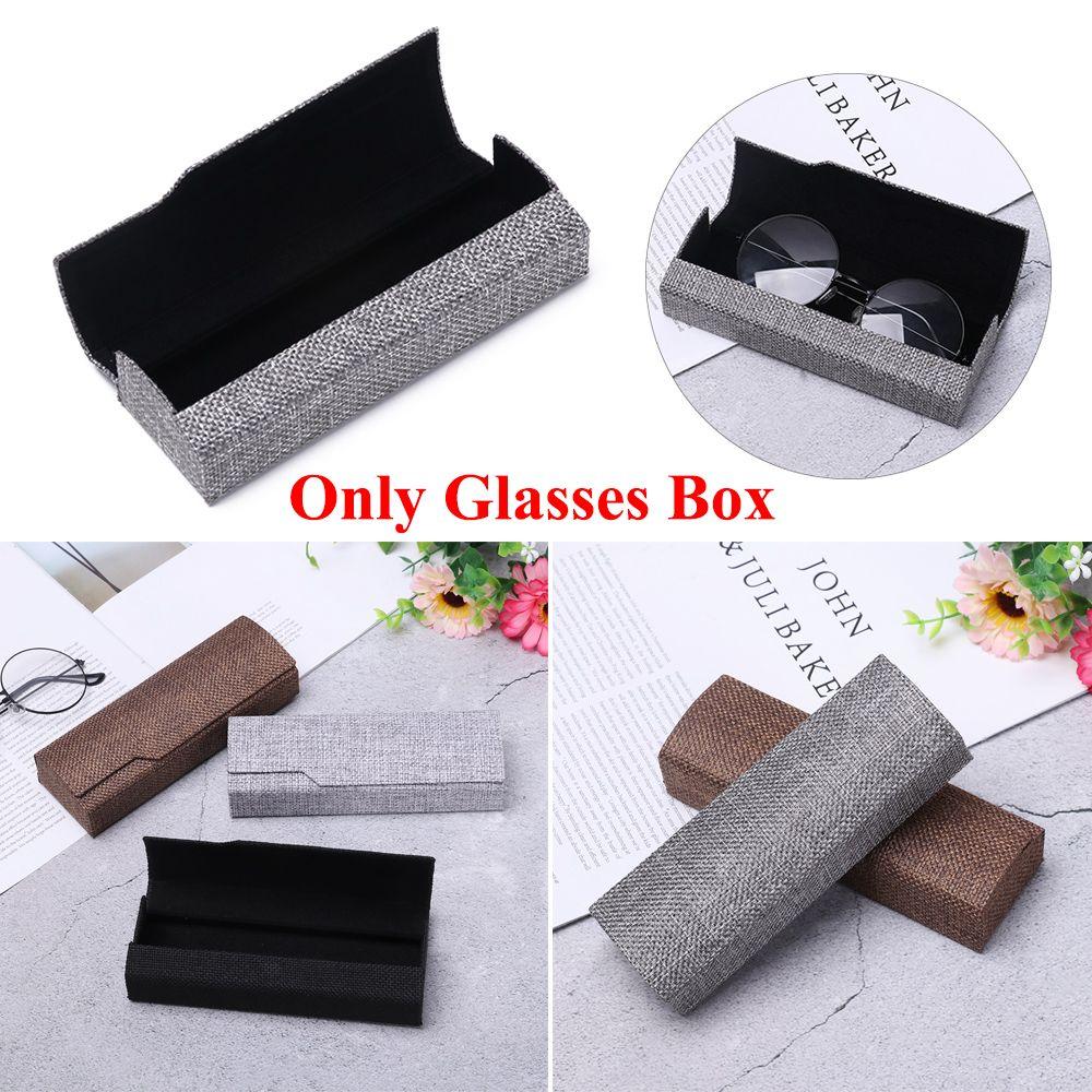 Portable Vintage Retro Square Glasses Box Glasses Linen Case Folding Eyewear Case Storage