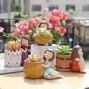 Cute Beautiful Combo Pack Of 4 Resin Girls Succulent Planter Pots Decorative Showpiece - 12 Cm (Polyresin, Multicolor)