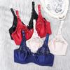 Sexy Ultra-thin Solid Color Lace Hollow Large Size Bra Gather Steel Ring Comfortable Underwear Adjustable Ladies Underwear 36BC-44BC