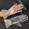 Short Women Tulle Gloves Transparent Wedding Mesh Gloves Elastic Gauze Lace Gloves Ladies