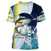 Tuna Fishing Printed Men's T Shirt Fish Blue Summer Style Casual Unisex  Plus Size Shirt Outdoor Harajuku O Neck Custom Tops