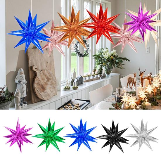 50Pcs 18-inch Cone Star Balloon Metallic Leakproof Thicker Baby Shower Birthday Wedding Party Decoration Aluminum Film Balloon Kit