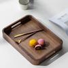 HeMu-Black Walnut Mortise and Tenon, Rounded Corner Tray, Square Handheld Solid Wood Tray, Hotel Home Fruit Tray, High Quality