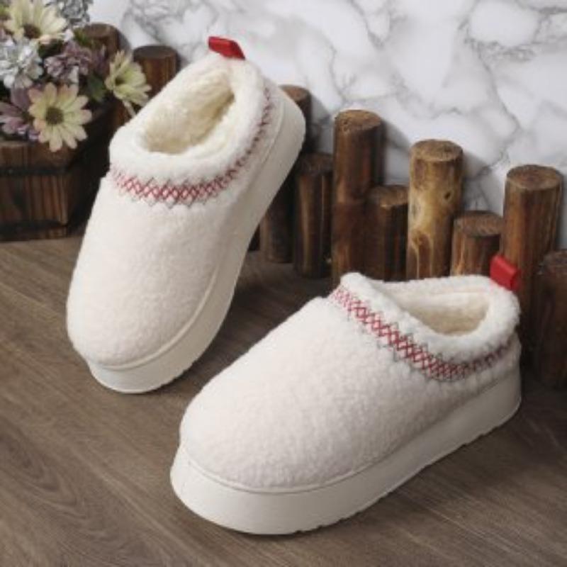 New Women's Plush Warm Thick-soled Cotton Slippers Winter Comfortable Closed-toe Women's Home Non-slip Thick-soled Slippers