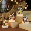 Glowing Christmas Village Resin Ornament Christmas Tree House Building New Year Figurine Sculpture For Home Christmas Decoration