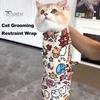 Cat Grooming Wrap Strong Self-Adhesive Cat Restraint Bag Anti-Bite Anti-Scratch Cat Calming Wrap for Medicine Nail Clipping