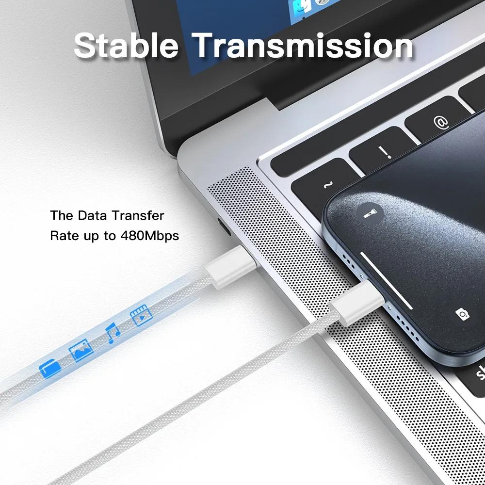 60W USB C To USB C Fast Charging PD Cable For iPhone 15 16 Pro Max 15 Plus Samsung Huawei Honor Xiaomi Redmi Type C Braided Wire