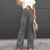 2023 Fashion Spring Womens Cargo Pants Casual Streetwear Trousers Autumn Solid Medium Waist Slim Fit Corduroy Flare Pants 25662