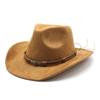 Artificial Suede Cowboy Hats Solid Color Jazz Knight Hats Vintage Grassland Country Hat  Spring