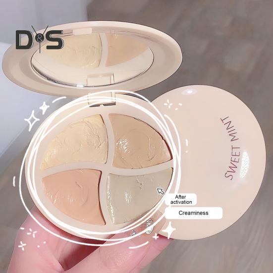 4 Colors Concealer Palette with Mirror Spot Dark Circle Acne Full Coverage Long Lasting Natural Moisturizing Matte Finish Foundation Cream