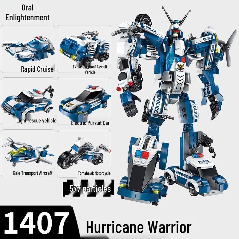 Enlighten 1407 Gale Warrior Mecha Police Car Transforming Robot Building Blocks