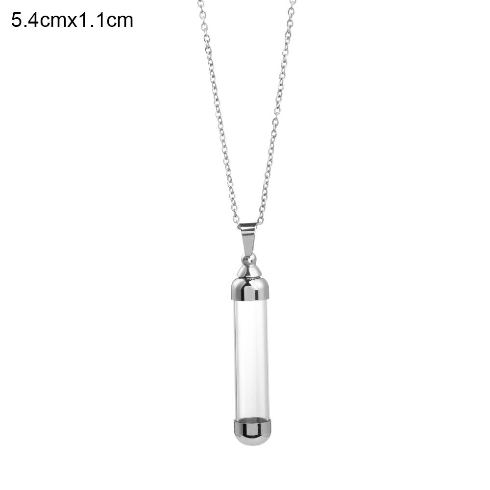 Openable Screw Cap Steel Chain Wishing Bottle Pendant Lucky Charm Glass Vial Necklace Perfume Jars