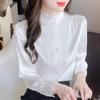 Autumn Fashion New 2024 Long Sleeve Ruffled Collar Casual White Chiffon Blouse Shirt Women Tops Blouses Shirts J451