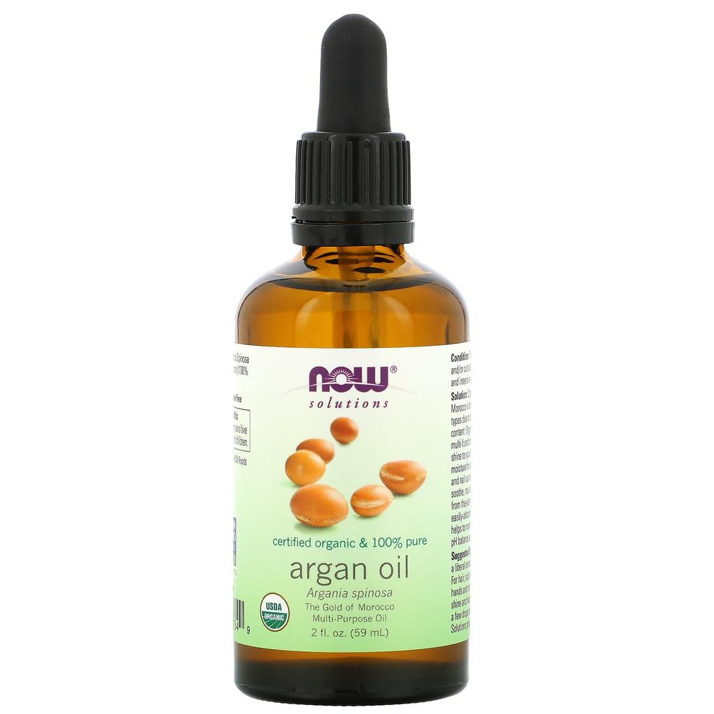 Now Foods Solutions, Certified Organic and 100% Pure Argan Oil, 2 Fl Oz (59 Ml)