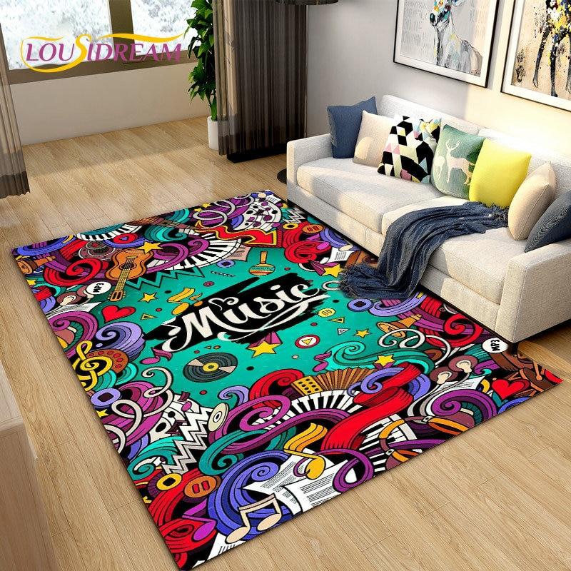 3D Creative Music Cartoon Area Rug Large,Carpet Rug for Living Room Bedroom Sofa Doormat Decoration,kids Play Non-slip Floor Mat
