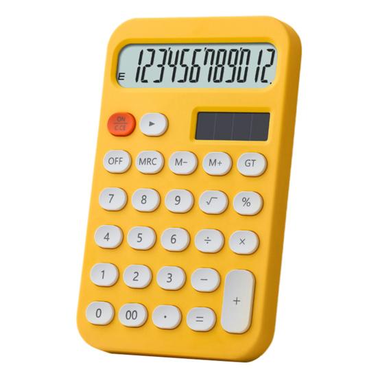 Desktop Calculator Solar Powered Battery Operated 12 Digits Non-slip Oval Buttons Large LCD Display Finance Student Calculator Office Supplies