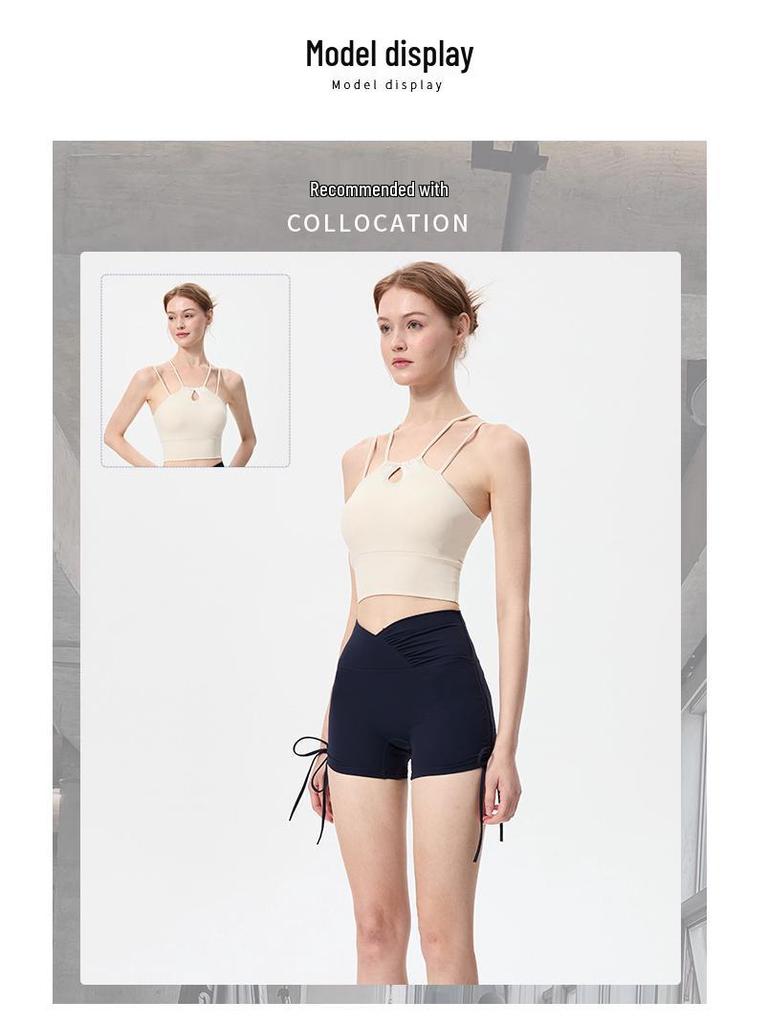 Women's High Waist Tummy Control Yoga Shorts with Side Drawstring - Quick-Drying, Peach Lift for Running, Cycling, and Fitness.