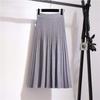 Knitted Skirt Women Mid-length Spring and Autumn New 2022 Elastic High Waist Thin A-line Wool Solid Pleated Long Skirt Female