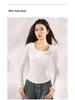 Women's Tencel Bamboo Fiber Long Sleeve Base Shirt with Chest Pad - Autumn/Winter Slimming Top