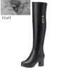 Women's Over The Knee Boots Natural Wool Genuine Leather Women Winter Boots Warm High-heel Women Motorcycle Boots