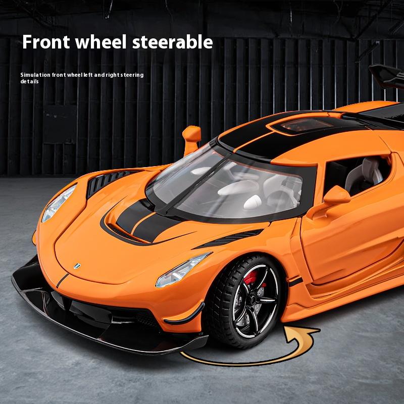 1/22 Metal Die Cast Koenigsegg JESKO Supercar Model Racing Gift Boy Simulation Sound and Light Retraction Collection Ornaments