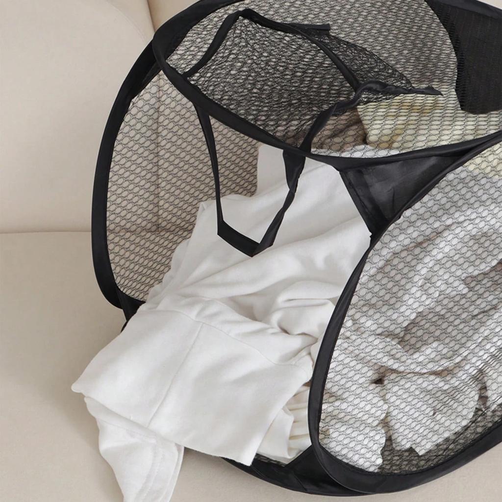 1pc-Folding Dirty Laundry Sorting Basket Washing FrameBathroomCloth MeshStorage BagFrame Bucket LaundryOrganizers Storage Pouch