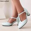 Fashion Lady Fashionable Single Shoes T-Strap Buckle Sweet Blue Pumps 6.5CM Heel High Heels Zapatos Party Wedding Women Mary Janes Shoes