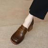 Mr. M, Leather Thick-heeled Loafers for Women's 2025 New Commuter Platform French Niche Square Head High-heeled Shoes