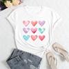 Summer Women's Plus Size Color Heart Print Loose Round Neck Casual Pure Cotton Short Sleeved T-shirts Women's