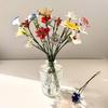 Handcrafted Glass Flower with Wire Stem Hand-Blown Colored Glaze Mini Floral Figurine Decoration Home Living Room Office Table Flower Vase Ornament
