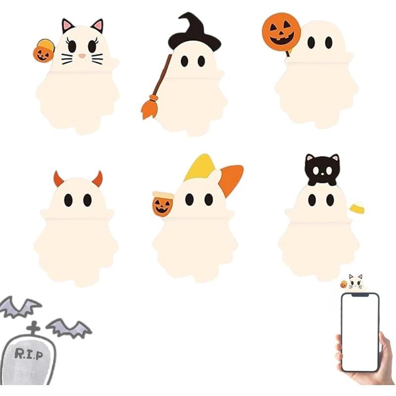 Ghostees Mystery Phone Buddy Хэллоуин Призрачные Аксессуары для Телефона Наклейка Милый Декор для Автомобиля Зеркало Заднего Вида Украшения на Приборную Панель