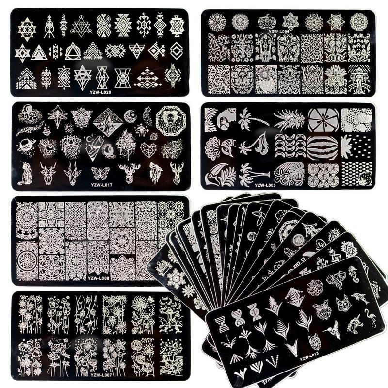 1PC Stainless Steel Printing Nail Stamping Plates Manicure Leaves Maple Template Mold Xmas Snowflakes Nail Art DIY Decorations