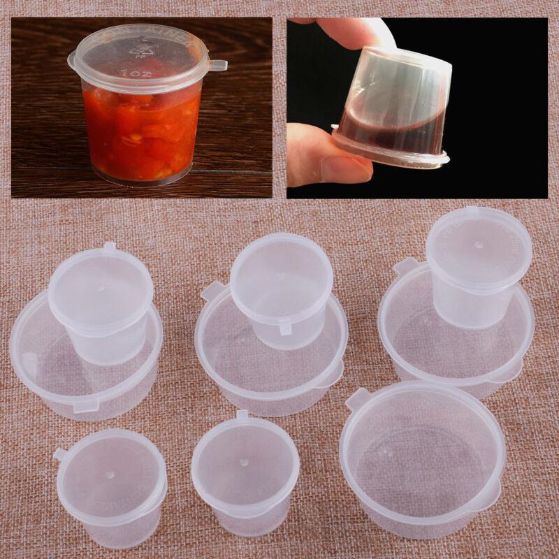 50Pcs Small Plastic Sauce Cups Food Storage Containers Clear Boxes with Lid