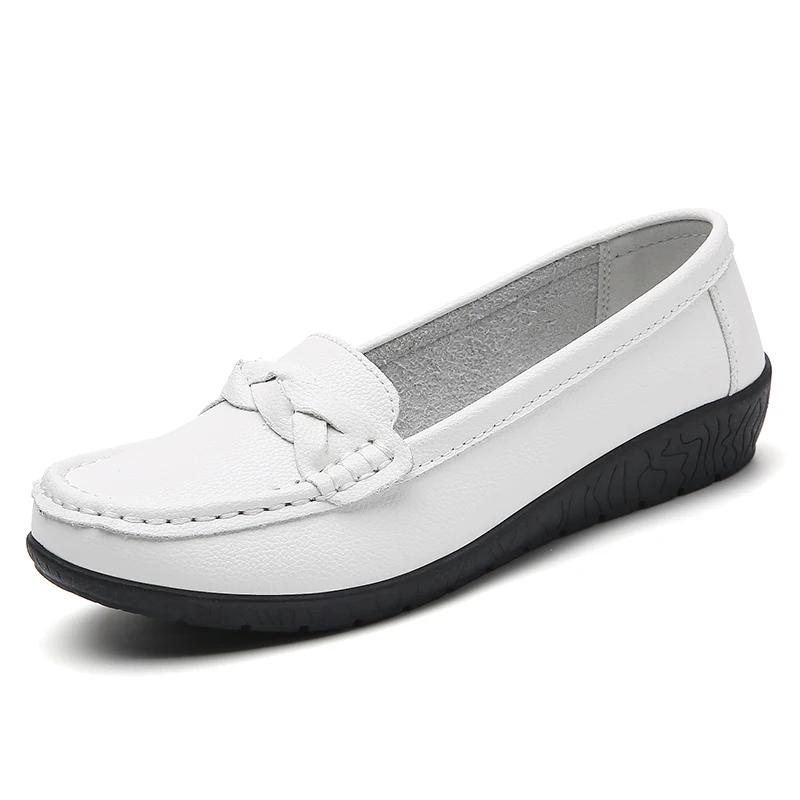 Women Shoes Soft Leather Women's Loafer 2025 New Flats Slip On Casual Shoes Flat Shoes Women White Footwear Zapatos De Mujer