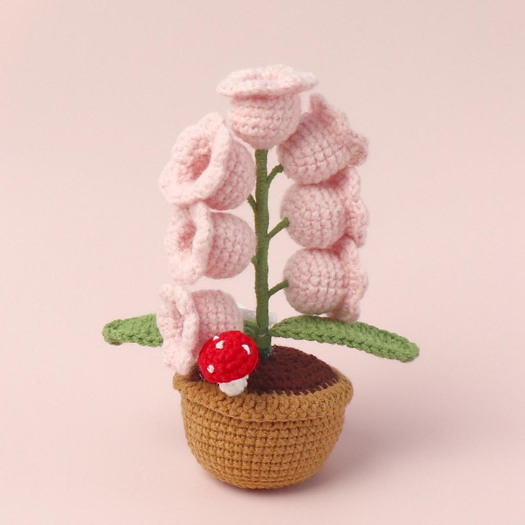 Lily Of The Valley Night Light Woven Ornaments Table Lamp Handknitted Wool LED Desktop Small Potted Decoration Creative Gift