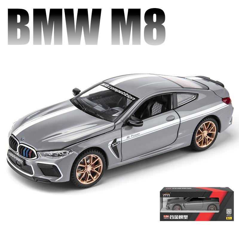 1:24 Scale M8 Model Car, Zinc Alloy Pull Back Toy Car with Sound and Light for Kids Boy Girl