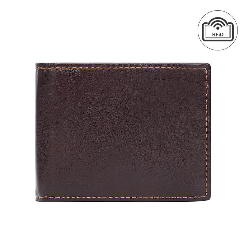 Waxed Leather Men's Bi-Fold Wallet with RFID, Dollar Clip & Multi-Card Holder