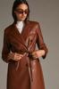 Lambskin Handmade Long Party Stylish Women Brown Trench Coat Leather Genuine
