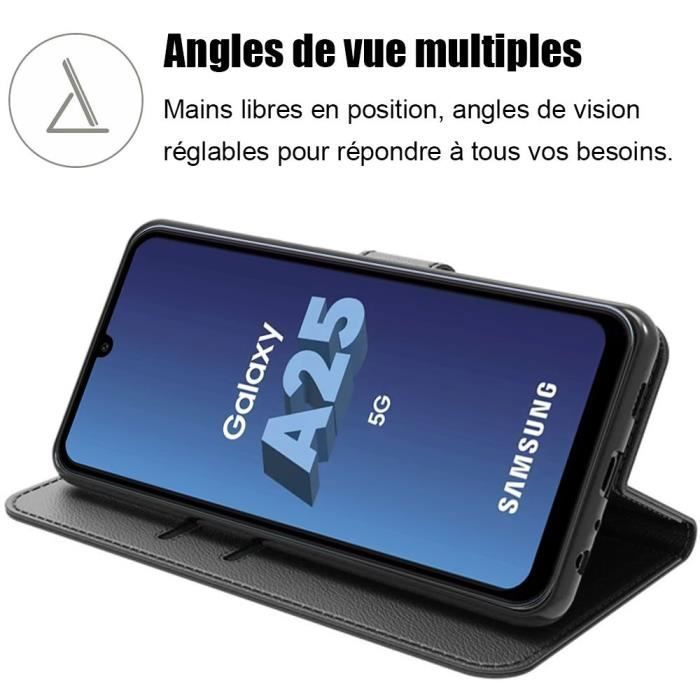 Coque Antichoc - Booling - pour Samsung Galaxy A25 5G - Cuir Synthétique - Antichoc - Porte-Cartes