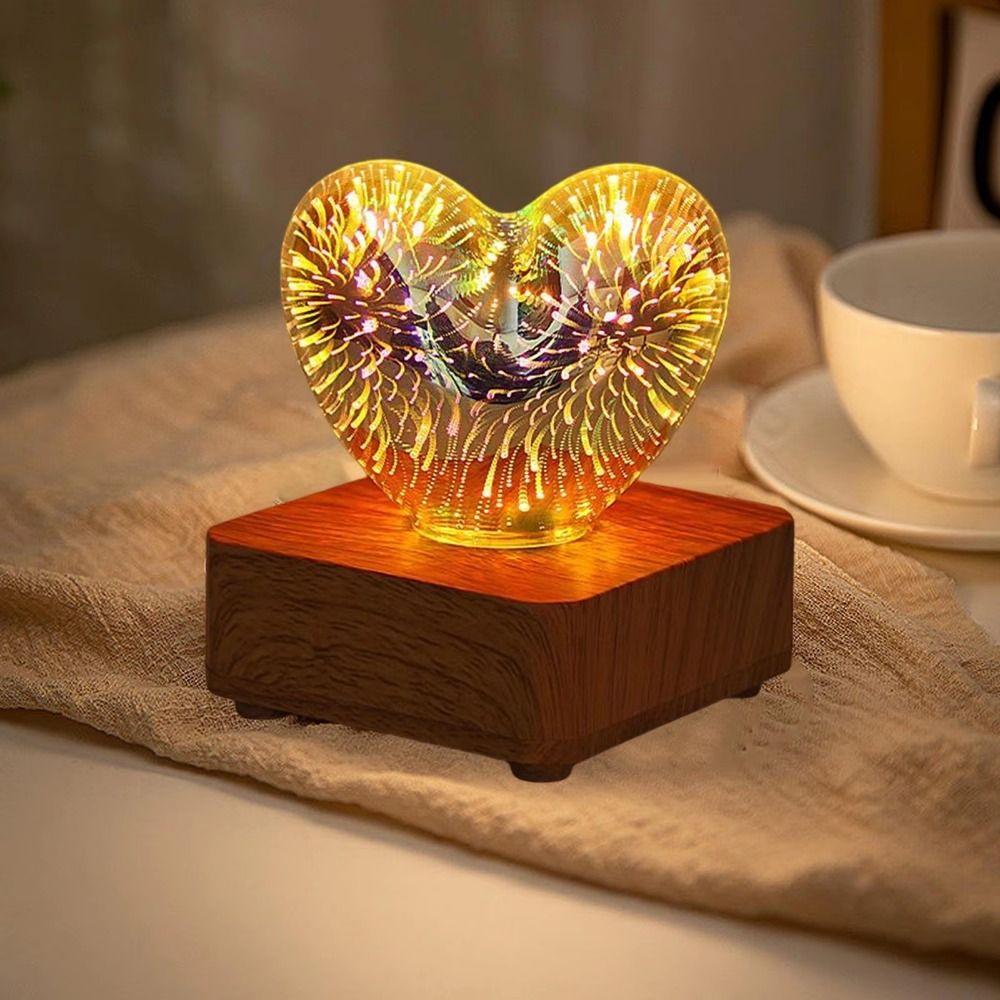 Colorful 3D Fireworks Night Light Romantic Atmosphere Heart Shaped Atmosphere Lights Living Room