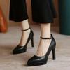 Fashion 2024 New Black High Heels for Women Spring Ankle Strap Pointy Toe Platform Sexy Shoes for Women Classic Women's Work Talon Femme