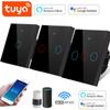 EU Standard Tuya Smart Life WIFI Wall Switch 1/2/3 Gang 1 Way 220V Glass Panel Touch Switch Voice Control Smart Switch Works With Alexa Google Home