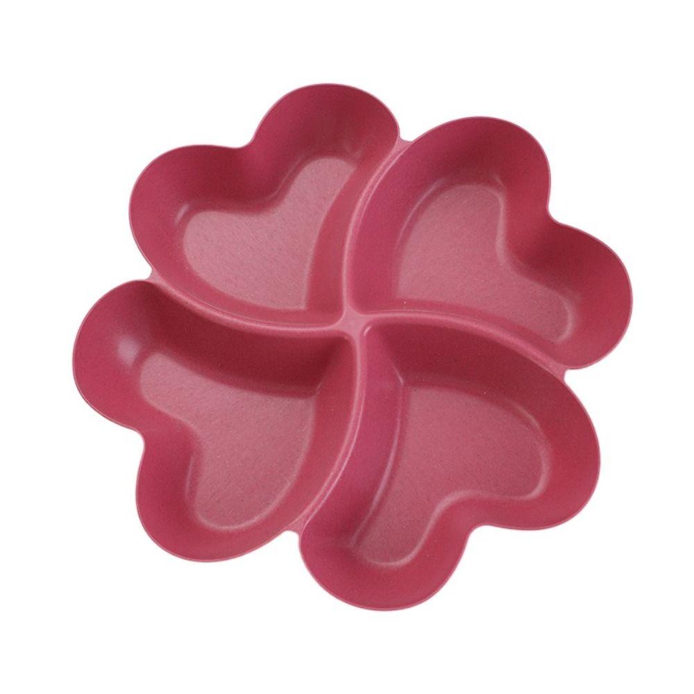 Wheat Straw Appetizer Serving Platter Unbreakable 4-Compartment Food Storage Tray Four Leaf Clover Shape Snacks Serving Dish