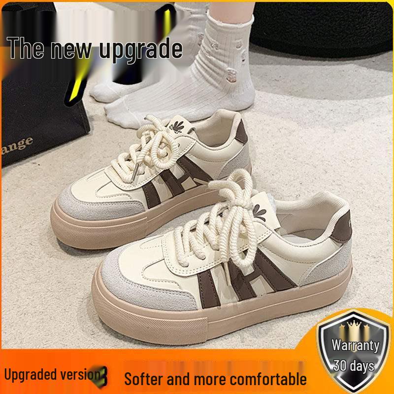 Niche Retro Thick-Soled Women's White Sneakers – Spring/Autumn 2025