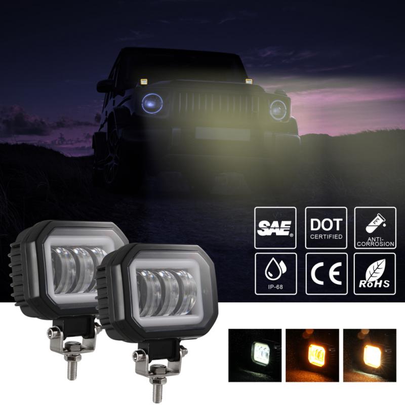 Led Headlight Square Waterproof Practical Portable Universal For Car Truck Atv Car Supplies Spotlight 3.5inch Durable Fog Light
