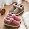 Winter Women's Cotton Slippers, Indoor Heel, Thickened Warmth, Home Striped Cotton Shoes, Non-slip Soft-soled Home Cotton Shoes