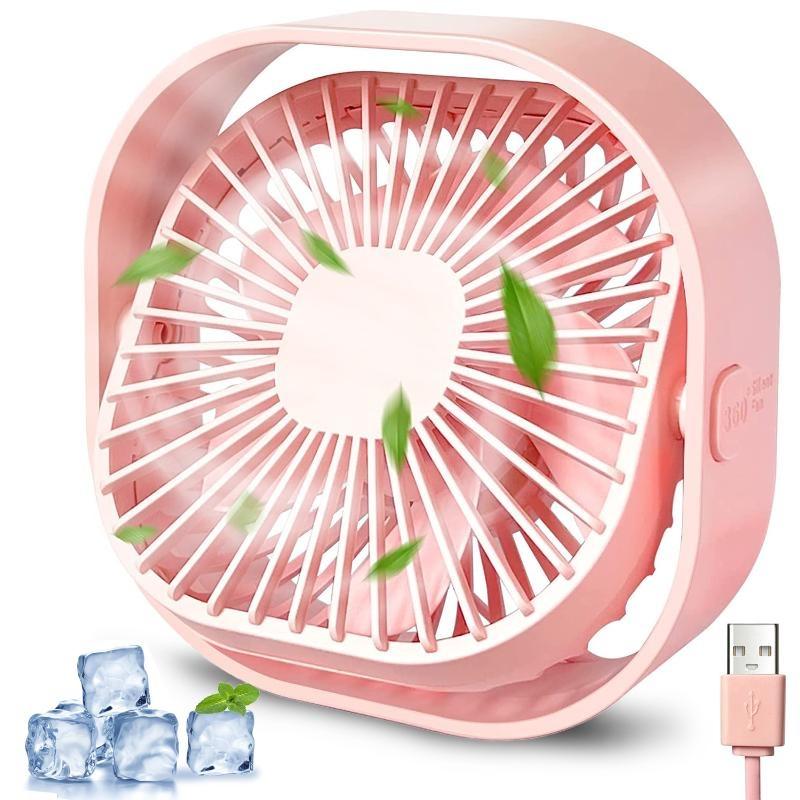 USB Desk Fan Mini Desktop Cooling Fan with 3 Speeds Adjustable, Personal USB Silent Powerful Fans