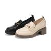 Loafers Women's Spring New British Style Black High-Heeled Comfortable Soft Bottom White Chunky Heels Platform Leather Shoes