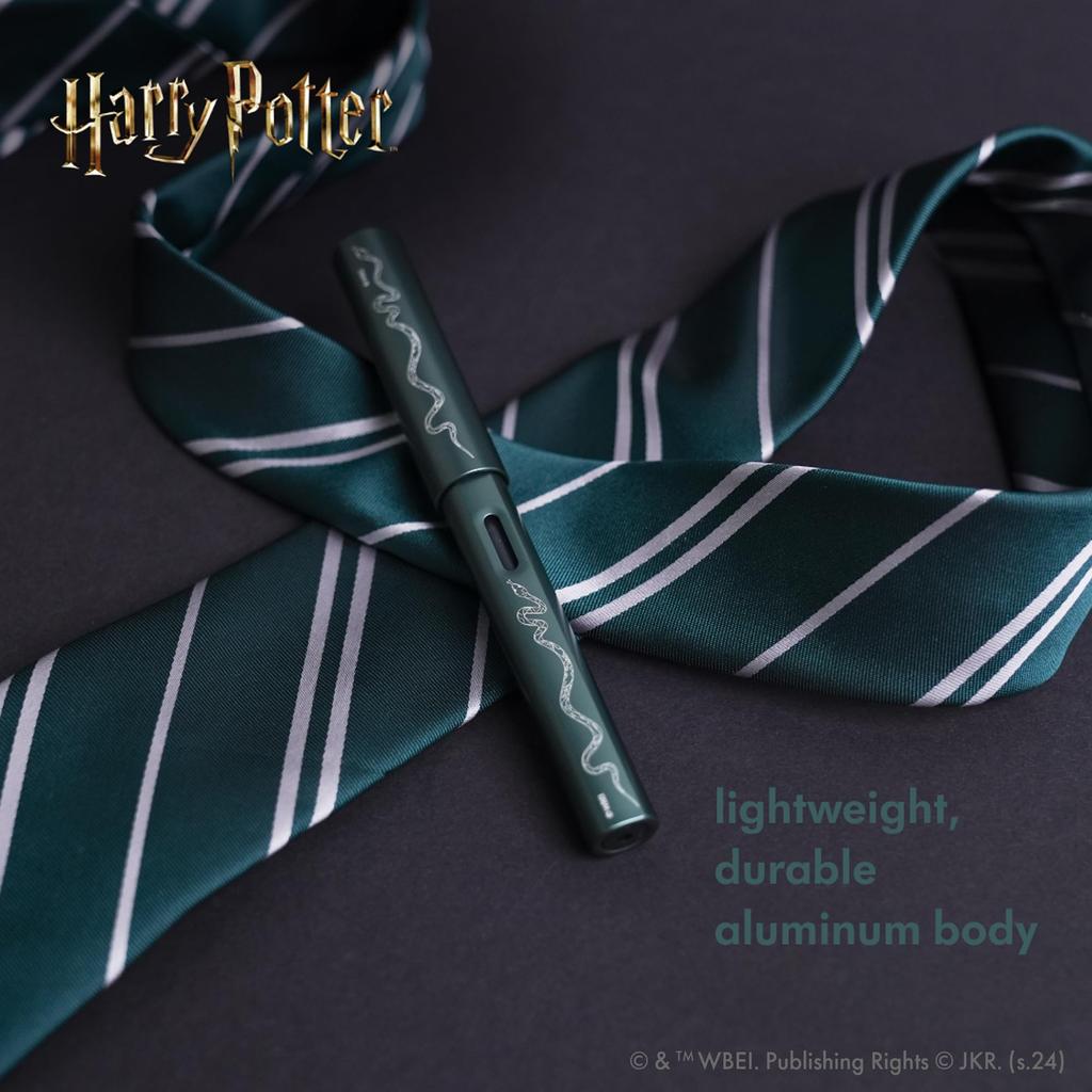 LAMY Harry Potter Slytherin Special Edition Fountain Pen with House Engraving EF Size Steel Nib Lightweight Aluminum Body Includes LAMY T 10 Blue