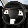 For Tesla Model 3 Model Y 2023 2022  3Pcs Car Interior Accessories Steering Wheel Decor Stickers Carbon Fiber Trim